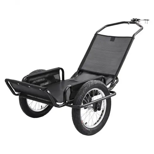 VEVOR Fietsaanhanger, bagageaanhanger, transportaanhanger voor offroadgebruik, 145 kg, koolstofstaal en PVC-gaasdoek, met 8 reflectoren, opvouwbaar ontwerp, voor wielen van 22-28 inch, fietskar voor alle terreinen.