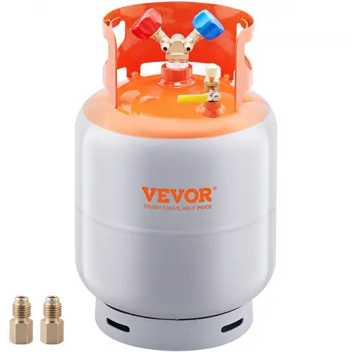 VEVOR Koelmiddelterugwinningstank 30 lbs 400 psi Herbruikbare cilindrische tank Φ 250 x 390 mm Koelmiddelterugwinningstank Oranje Koelmiddelterugwinningstank gemaakt van HP295 staal