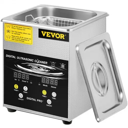 VEVOR 2L verbeterde ultrasoonreiniger (100W verwarmingselement, 60W ultrasoon) Professionele digitale laboratorium ultrasoon onderdelenreiniger met verwarmingstimer voor het reinigen van sieraden, brillenonderdelen
