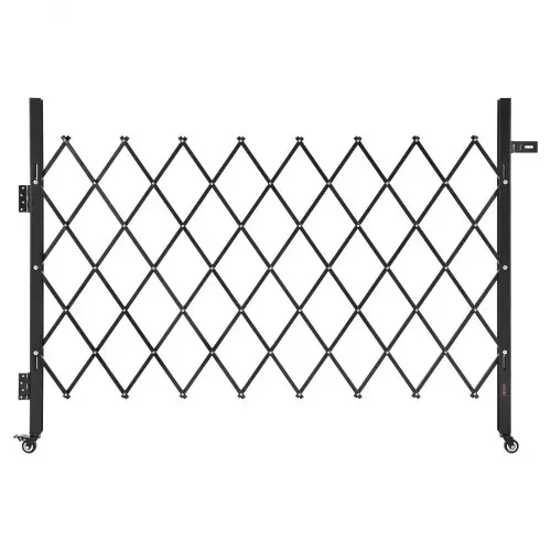 VEVOR Security Gate (enkel) Afsluitbare opvouwbare schaarpoort met 360° zwenkwielen, intrekbare stalen poorten voor buiten, voor toegang tot beveiligde garage, magazijn, opvouwbare poort 170 x 131 cm (B x H) Zwart