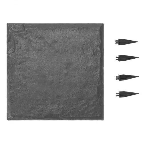 VEVOR Stepping Stones Garden, 4 stuks, 395x395 mm, decoratieve bestratingsplaat met grondpennen, kunststof bestratingsstenen, steenplaat van PC+ABS-hars, steenlook voor gazon, terraslandschap, grijs