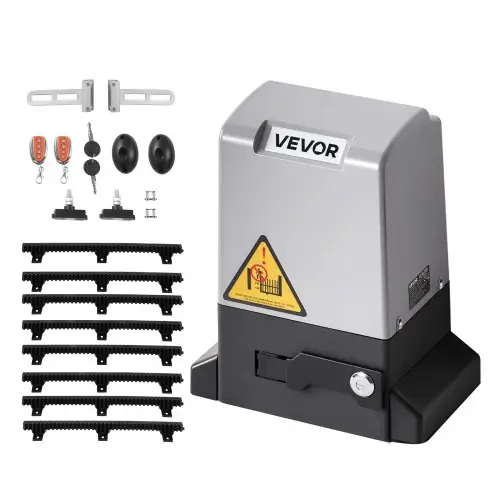 VEVOR Schuifpoortopener, 280W elektrische poortopener voor deuren tot 25 m en 600 kg, rolluikmotor met nylon tandheugel, infraroodsensor en 2 afstandsbedieningen, toegangshekopeningssysteem