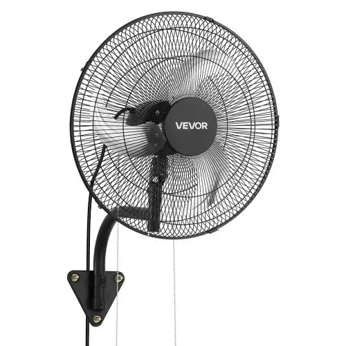 VEVOR 59W Industriële wandventilator 51 cm, 6,5 m/s oscillerende wandventilator met 3 snelheden en verstelbare kantelhoek, commerciële industriële ventilator voor werkplaats, garage, magazijn, sportschool, zwart