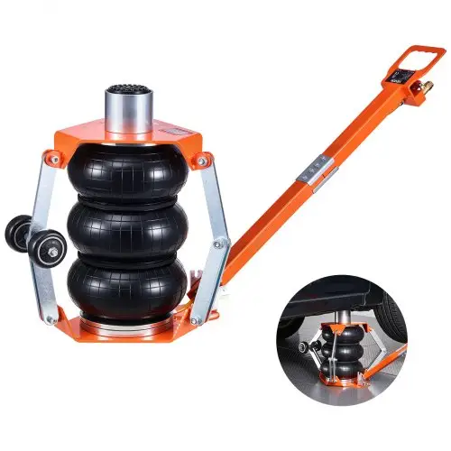 VEVOR 3-tons pneumatische autokrik met verhoogde kolom, verstelbare handgreep en drievoudige luchtvering, hefhoogte 145–410 mm, snel heffen, luchtkrik voor auto's, SUV's en pick-ups