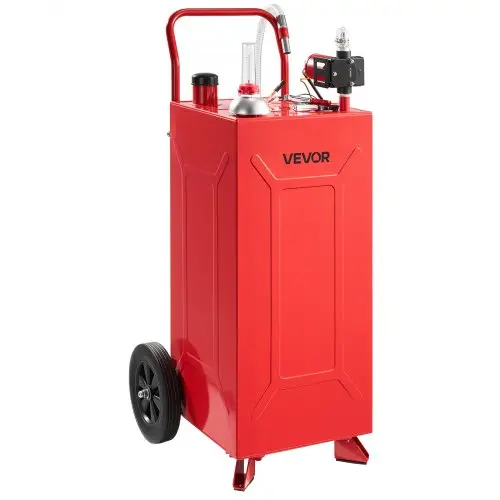 VEVOR 113,6L Brandstoftrolley Mobiel Tanksysteem met 12V Elektrische Pomp, Rood, Draagbare Brandstofkanister voor Auto, Grasmaaier, Boot, Met 2 Wielen & Oliepeilindicator, Voor Benzine & Diesel, Koolstofstaal