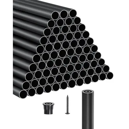 VEVOR Baluster, set van 101 stuks, φ19x813 mm aluminium trapleuning, ronde stang, decoratieve stang, holle terrasleuning met doppen en schroeven voor trappen, veranda's, patio's en schuttingen, zwart