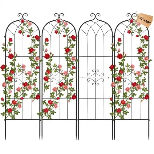 VEVOR Klimrek, 180x52,5 cm, 4-delige set, Metalen klimrek met gepoedercoat oppervlak en vergrendelingsmechanisme, klimsteun, tuinrek, plantensteun voor bloemen, groenten en rozen