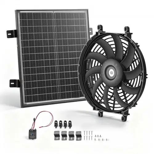 VEVOR Gevelventilator 30,5 cm, zolderventilator op zonne-energie, 2208,7 m³/u, zwart, 3-in-1 ventilatie, koeling en ontvochtiging voor zolders, kassen en werkplaatsen, PP-behuizing, met thermostaat en 50W zonnepaneel