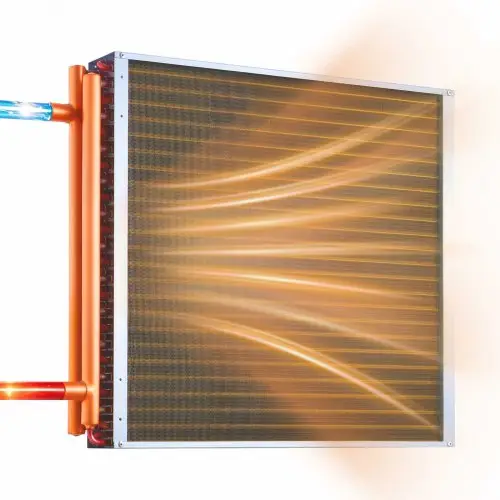 VEVOR lamellenwarmtewisselaar 610x610mm, 65,9kW warmtewisselaar met koperen aansluitingen en aluminium lamellen, water-lucht warmtewisselaar met een werkdruk van 2,5 MPa, warmtewisselaar voor verwarming en koeling binnenshuis.