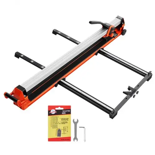 VEVOR Tegelsnijder 1200 mm, Tegelsnijmachine met rail en schuifkop, precisie-uitlijnhulp, wolfraamcarbide snijschijf, steunpoten met wielen, keramische, vloer- en wandtegels