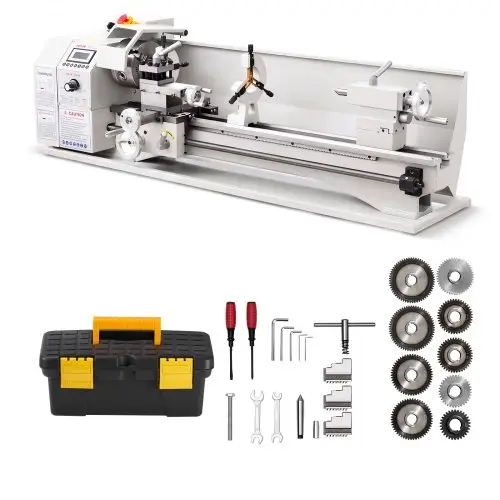 VEVOR Metaaldraaibank 220 x 762 mm 1100 W Metaaldraaibank voor werkplaatsen, met variabele snelheid tot 3000 tpm, noodstop, 8 metrische schroefdraad 0,5-2,5 mm, 8 inch schroefdraad 10-44 TPI en gereedschapskist