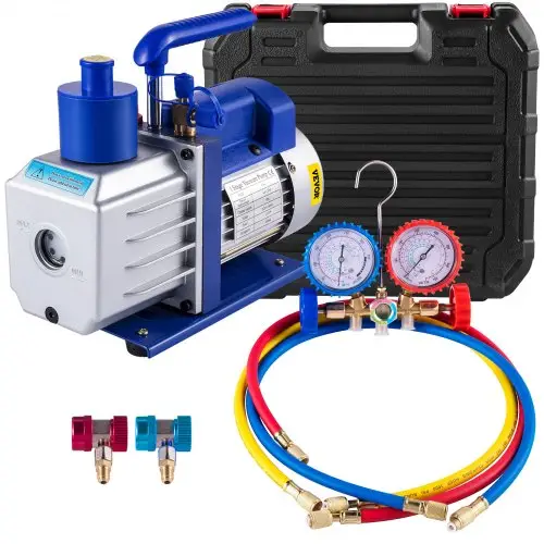 VEVOR Vacuümpomp Vacuumpomp Airco 248W(1/3HP) 4.8CFM Vacuümpomp Hvac Koeling R22 R134A R410A A/C Heavy Duty 4 Slangen