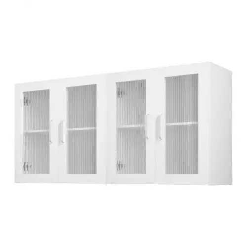 VEVOR wandkast voor de wasruimte, 2-laags wandkast met verstelbare plank, keukenkast met 4 deuren, voor keuken, badkamer, wasruimte, 122x30x61 cm, draagvermogen 72,6 kg.