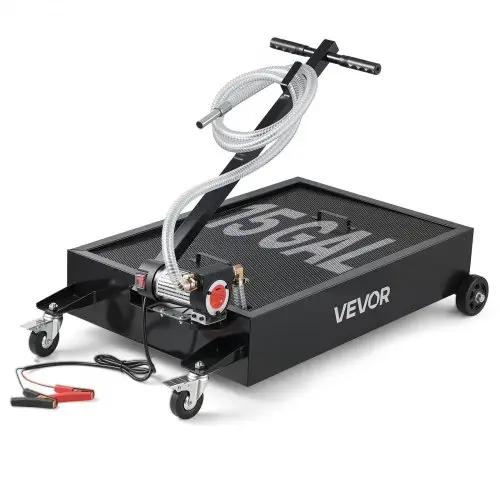 VEVOR Low Profile Olieverversingscanister, 56 liter inhoud, Olieopvangbak met elektrische pomp en 2,2 m slang, Geschikt voor auto's, SUV's, vrachtwagens, motoren, terreinwagens, metaal