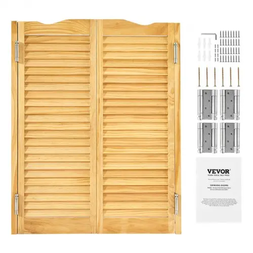 VEVOR Saloondeur, 907x28x1060 mm, draaideur met scharnieren en beslag, eenvoudig te installeren, gebogen binnendeuren voor cafés, gangen, keukens, bars, pubs, entrees, houtkleur