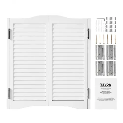 VEVOR Saloondeur 900x28x900 mm, draaideur met scharnieren en beslag, eenvoudig te installeren, gebogen binnendeuren voor cafés, gangen, keukens, bars, pubs en entrees, wit