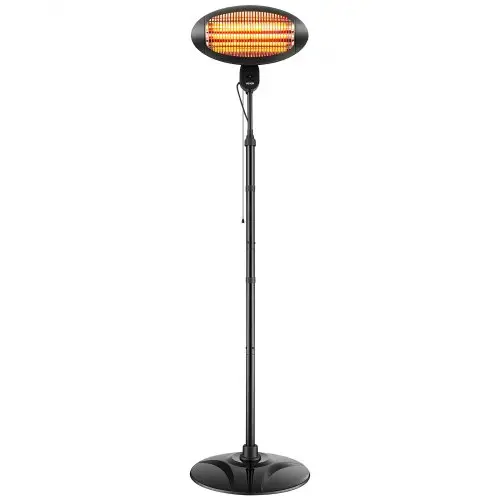 VEVOR Infraroodkachel 2000W 2-in-1 infraroodkachel met trekschakelaar, infraroodkachel voor tuin, terras en balkon, 3 warmtestanden, koudgewalst staal, met kwartsverwarmingselementen, wand- en vrijstaand model