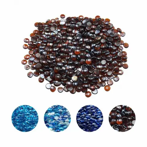 VEVOR Fire Glass, 4,5 kg hittebestendige glasstenen, 19 mm glasparels voor vuurkorven, rookvrij haardglas, vuurkristal, vuurparels, voor open haard, amberkleur