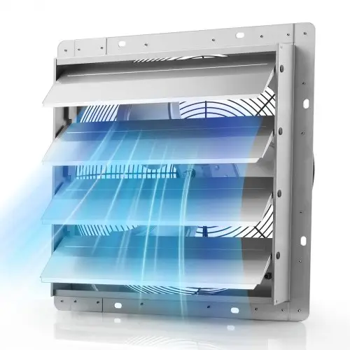 VEVOR 413 mm afzuigventilator met lamellen, industriële wandventilator, 72 W, wandventilator voor garage, kas, werkplaats, stalen behuizing, 3862 m³/h ventilatie, 1350 rpm motor, stille werking, wandmontage