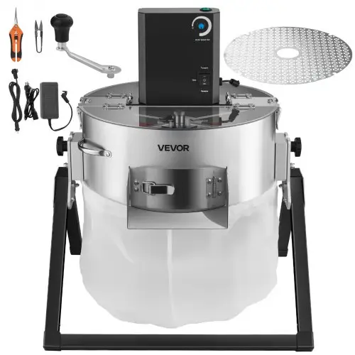 VEVOR Oogstmachine, 2-in-1 Handmatig & Elektrisch, 370 mm Knopsnijder met Roestvrijstalen Messen, Nat/Droog Hydroponische Snijmachine met Droogrooster, voor Plantenknoppen & Bloemen
