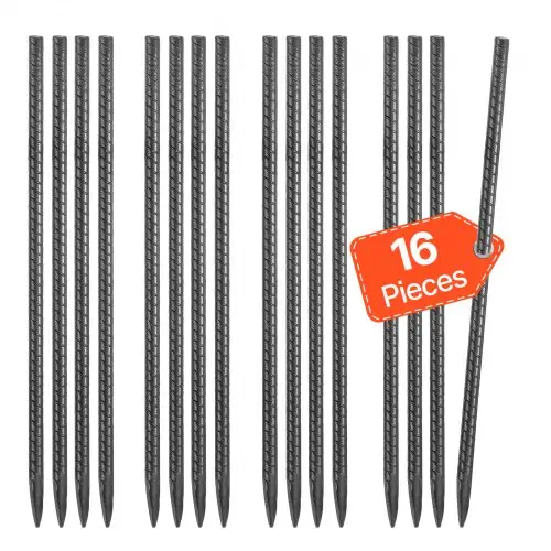 VEVOR grondankers, 406,4 mm, I-type met 11,5 mm diameter, gegalvaniseerde tentharingen, grondankers, grondpennen, haringen, voor tenten, luifels, kamperen, trampolines, bloemenstandaards (16 stuks)