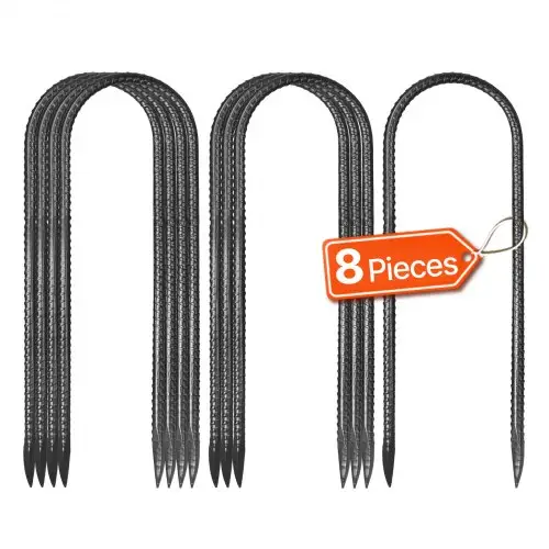 VEVOR grondankers, 304,8 x 82,04 mm, U-type met 8 mm diameter, gegalvaniseerde tentharingen, grondankers, grondpennen, haringen, voor tenten, luifels, kamperen, trampolines, bloemenstandaards (8 stuks)