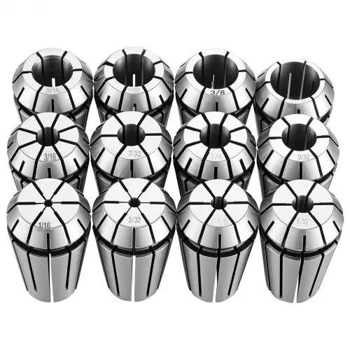 VEVOR ER16 spantangenset 12-delige set van 1/16 inch tot 13/32 inch, voor CNC-frees- en boormachines, nauwkeurigheid van 0,0008 inch, CNC-spantangen met opbergkoffer, gelegeerd staal