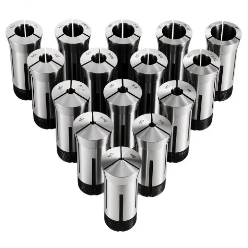 VEVOR 5C Spantangenset 1/8"-1", 15-delige precisie ronde spantangen type 385E, voor frees- en boormachines, 0,0008" slingernauwkeurigheid, draaibankgereedschap met koffer, gehard en geslepen, staal