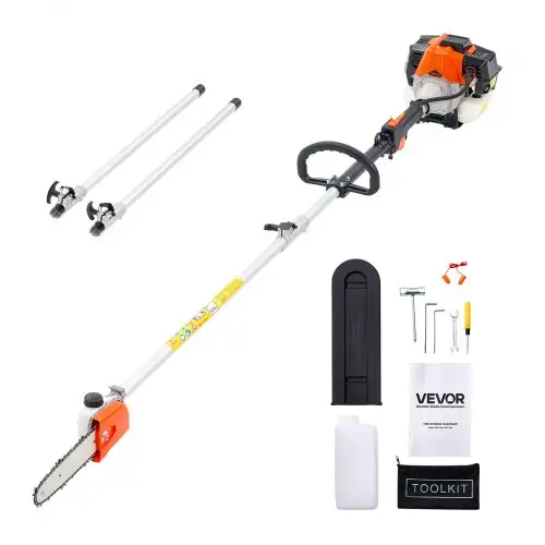 VEVOR Benzine-snoeischaar, 33cc 2-takt kettingzaag, telescopische zaag met uitschuifbare steel van 2,04–3,54 m, zaagblad van 20,3 cm, brandstoftank van 850 ml, voor krachtig zagen in hoge boomtoppen