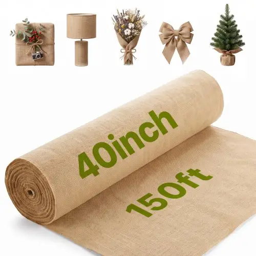 VEVOR Jute Stof, Jute Stof Rol, 50x50 Hoge Dichtheid Brede Natuurlijke Jute Stof Rollen, 1016mmx45.7m, voor Decoratie, Ambachten, Bruiloften, Tuinieren, Planten & Bomen Winterhoes