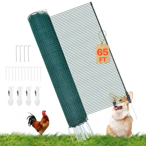 VEVOR grenshek 20x0,9 m, PE weidehek, mobiel hondenhek met dubbele puntpalen en scheerlijnen, kippenhek, tuinhek, campinghek voor honden, kippen, planten, buitenruimtes