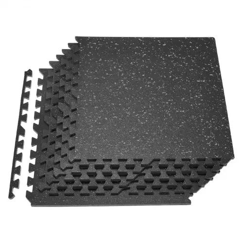 VEVOR 6 x Puzzelmat Vloerbeschermingsmat 610 x 610 x 14 mm, Hoogwaardige EVA-schuimmat, In elkaar grijpende fitnessmat, gymnastiekmat, sportmat, trainingsmat (zwart) met grijze stippen