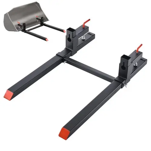 VEVOR palletvorken 907 kg, klemvorkdrager, totale lengte 1090 mm, vorken met verstelbare stabilisatiestang voor tractoraccessoires, shovels en compacte laders, zwart