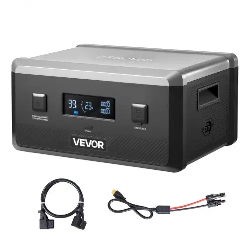 VEVOR extra accu voor draagbare powerstation, 2160 Wh LiFePO4 uitbreidingsaccu met 3 poorten, voor thuis, kamperen, roadtrips, campers en noodgevallen (Powerstation en zonnepaneel NIET inbegrepen)