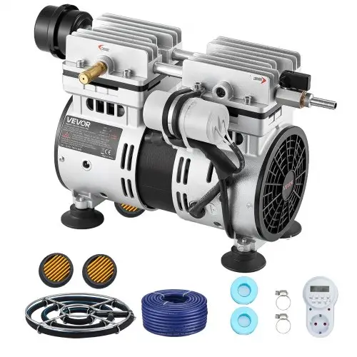 VEVOR vijverbeluchter, vijverbeluchtingspompset, 590W vijverbeluchtingssysteem, 1400 RPM, luchtcompressor voor zuurstofcirculatie met 360° nano-diffusorplaat, voor vijver en watertuin