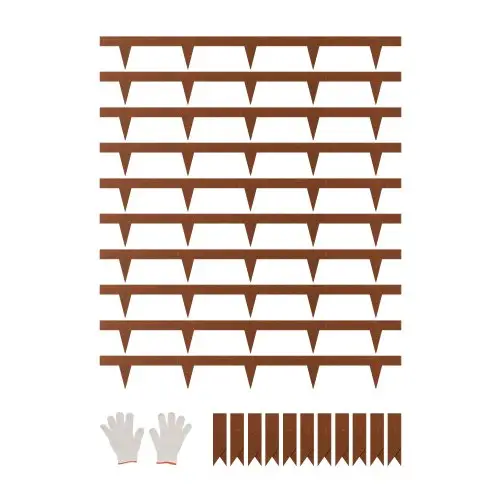 VEVOR Gazonrand, Set van 10, 1016x114,3x1,5 mm, Roestbestendige metalen rand voor bloembedden, borders, gazonranden, eenvoudig te installeren, afscheiding voor bloembedden, tuinpaden