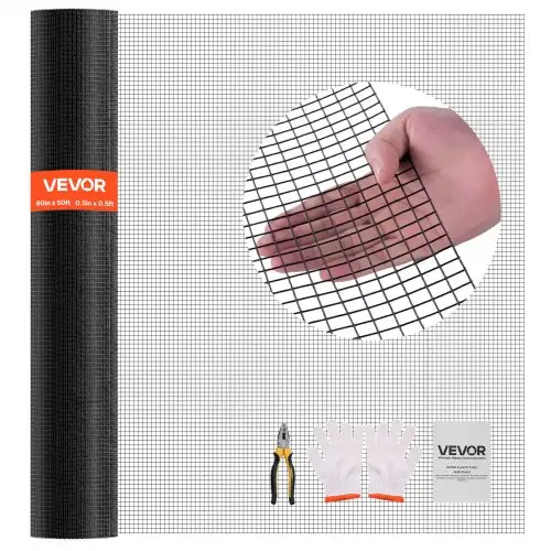 VEVOR tuinhek 152 cm x 15,24 m, maaswijdte 1,27 x 1,27 cm, 1,06 mm gegalvaniseerd gaashek, vinyl gecoat kippengaas, gelast gaashek voor konijnen en pluimvee