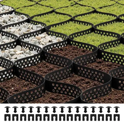 VEVOR grindrooster, 50 mm diep, grasrooster 5200x2700 mm, HDPE grind honingraat, honingraatrooster, waterdoorlatend geogrid voor stabilisatie van opritten, voor tuinen, terrassen, looppaden en camperparkeerplaatsen.