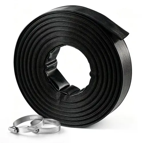 VEVOR Terugspoelslang 1,5 inch 30,48 m PVC platte afvoerslang voor zwembadafvoer en irrigatie met 90 psi, aansluitmogelijkheden zonder voorgemonteerde koppelingen voor diverse pompsystemen