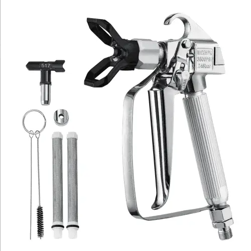 VEVOR Airless verfspuitpistool 3600 psi hogedruk airless verfspuitpistool met 517 spuitmond, draaibare airless spuitpistoolset met filters, reinigingsnaald en borstel, voor airless spuitmachine