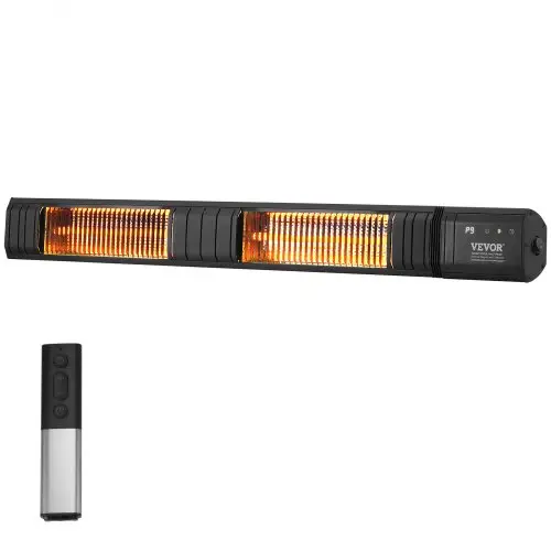 VEVOR 3000W Buitenverwarmer met afstandsbediening, IP65-bescherming, Carbon-infraroodverwarmer met 9 snelheden en timer, voor veranda, terras, eetkamer, studio, achtertuin, wandmontage