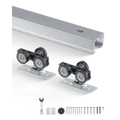 VEVOR Schuifdeur Hardware Track Kit Schuifdeursysteem 1746 mm Hardware Kit voor 610-914 mm brede enkele deuren, soepel en eenvoudig te installeren Schuifdeur Hardware 100 kg draagvermogen