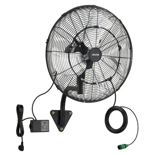 VEVOR 95W Industriële Wandventilator 56 cm, 7 m/s Oscillerende Wandventilator met Afstandsbediening, Vernevelingsfunctie & 18-uurs Timer, Commerciële Industriële Ventilator IP44 Waterdicht voor Werkplaats, Garage, Magazijn, Zwart