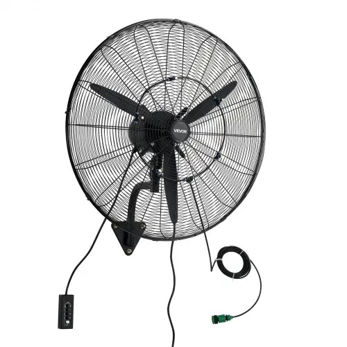 VEVOR 115W Industriële wandventilator 81 cm, 5,9 m/s oscillerende wandventilator met 3-traps verstelbare hoek en nevelfunctie, commerciële industriële ventilator voor werkplaats, garage, magazijn, sportschool, zwart