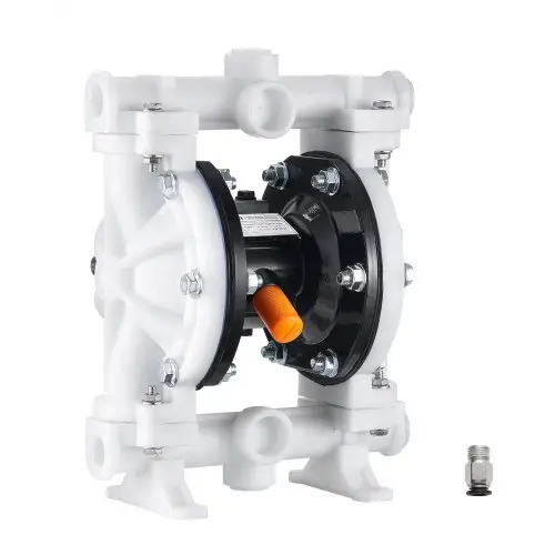 VEVOR pneumatische dubbelmembraanpomp, 17 L/min, 38,1 mm inlaat en uitlaat, pneumatische afvalolie-transportpomp, max. 100 psi, polypropyleen behuizing, luchtbediend voor diesel, vet, kerosine, benzine