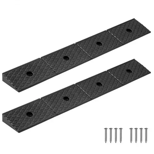 VEVOR Rubberen stoeprandhelling, 15T laadvermogen, 2-inch hoge, robuuste drempelhelling met afvoertank voor rolstoelen, kinderwagens, motoren, auto's, grasmaaiers en aanhangwagens, 2-pack
