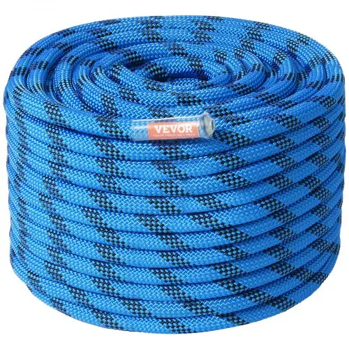 VEVOR 12,7 mm statisch klimtouw, 60,9 m (200 ft) buitenklimtouw, 30 kN breeksterkte, vezeltouw voor ontsnapping, abseilen en brandbestrijding, blauw