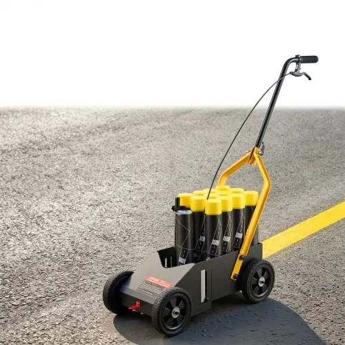 VEVOR Lijnmarkeerwagen, 12 spuitbussen, zwart, vloermarkering voor parkeerterreinen, werkplaatsen, straten, winkelcentra, sportvelden, instelbare lijnbreedte van 50-100 mm met adaptermondstuk
