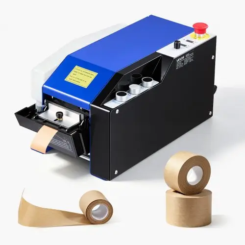 VEVOR watergeactiveerde tapedispenser met snijlengte van 100–995 mm, 220V, automatische tapesnijder voor natte tape, verpakking en opslag, tapebreedte van 40–100 mm, met watertank van 1,3 kg, blauw