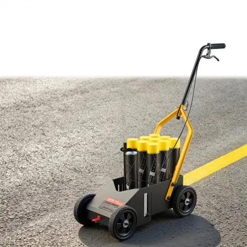 VEVOR Lijnmarkeerwagen, Lijnmarkeerset, 9 spuitbussen, Zwart, Vloermarkering voor parkeerterreinen, werkplaatsen, straten, winkelcentra, sportvelden, 50–100 mm instelbare lijnbreedte met adaptermondstuk
